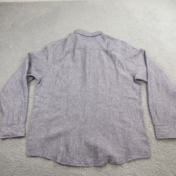 Bloomingdales Mens 100% Linen Button Down Shirt size XL Long Sleeve‎ Blue - Picture 3 of 7